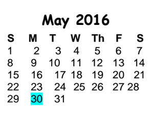 District School Academic Calendar for Union Hill Elementary School for May 2016