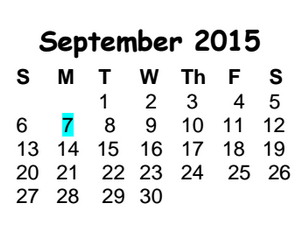 District School Academic Calendar for Teravista Elementary School for September 2015