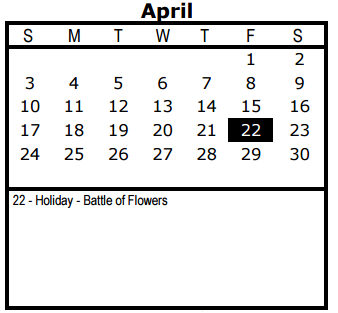 District School Academic Calendar for Austin Academy for April 2016