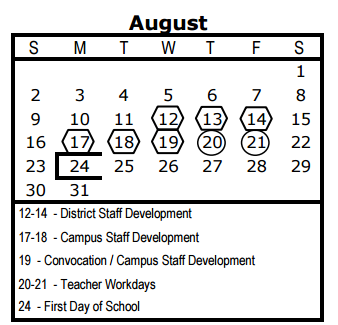 District School Academic Calendar for Franklin Elementary for August 2015