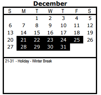 District School Academic Calendar for Eloise Japhet Elementary for December 2015