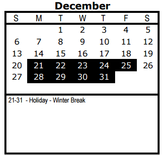 District School Academic Calendar for Wm B Travis Elementary for December 2015