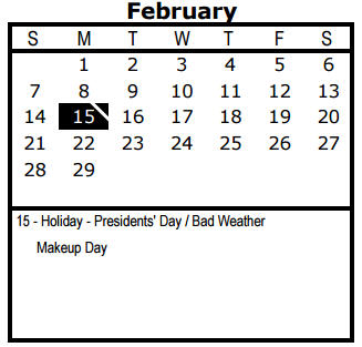 District School Academic Calendar for Eloise Japhet Elementary for February 2016