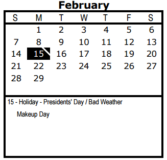 District School Academic Calendar for Wm B Travis Elementary for February 2016