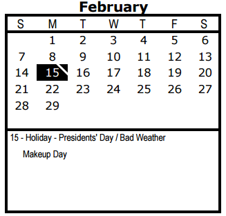 District School Academic Calendar for Davis Middle for February 2016