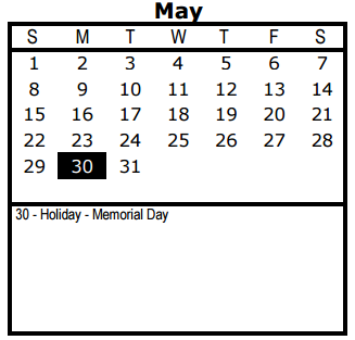 District School Academic Calendar for Eloise Japhet Elementary for May 2016