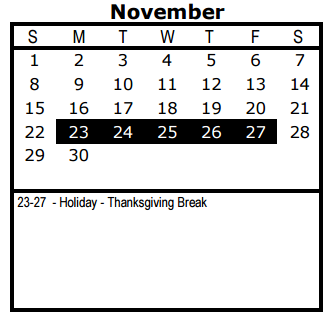 District School Academic Calendar for Muriel Forbes Elementary for November 2015