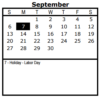 District School Academic Calendar for James Bowie Elementary for September 2015
