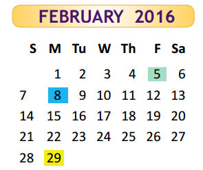 District School Academic Calendar for Miller Jordan Middle for February 2016