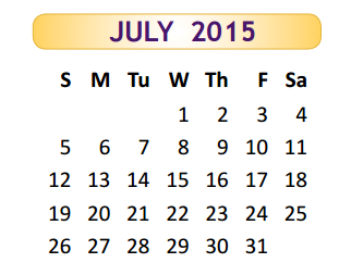 District School Academic Calendar for Cameron Co J J A E P for July 2015