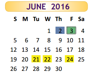 District School Academic Calendar for La Paloma Elementary for June 2016