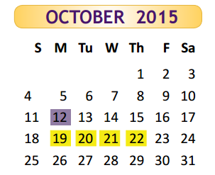 District School Academic Calendar for Rangerville Elementary for October 2015