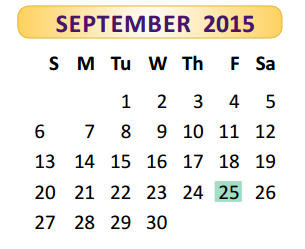 District School Academic Calendar for Judge Oscar De La Fuente Elementary for September 2015
