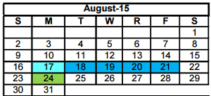 District School Academic Calendar for Miller Middle School for August 2015
