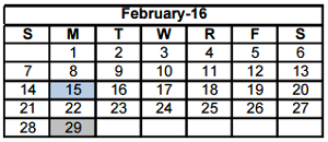 District School Academic Calendar for Bowie Elementary for February 2016