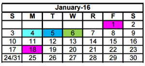 District School Academic Calendar for Dezavala Elementary for January 2016