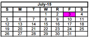 District School Academic Calendar for Crockett Elementary for July 2015