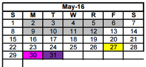 District School Academic Calendar for Bonham Pk for May 2016