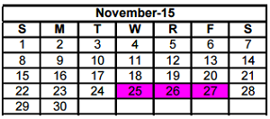 District School Academic Calendar for Bonham Pk for November 2015