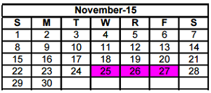 District School Academic Calendar for Crockett Elementary for November 2015