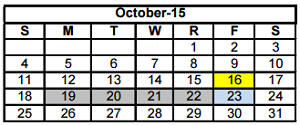 District School Academic Calendar for Travis Elementary for October 2015