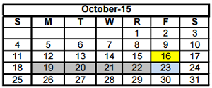 District School Academic Calendar for Bowie Elementary for October 2015