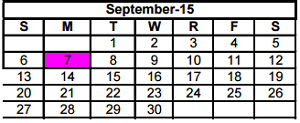 District School Academic Calendar for Bowie Elementary for September 2015