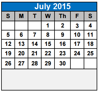 District School Academic Calendar for Laura Ingalls Wilder Intermediate for July 2015