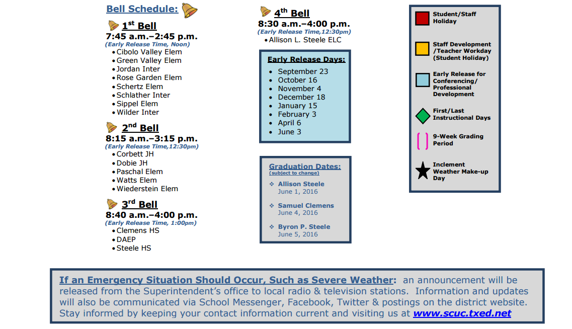 District School Academic Calendar Key for Schlather Intermediate School
