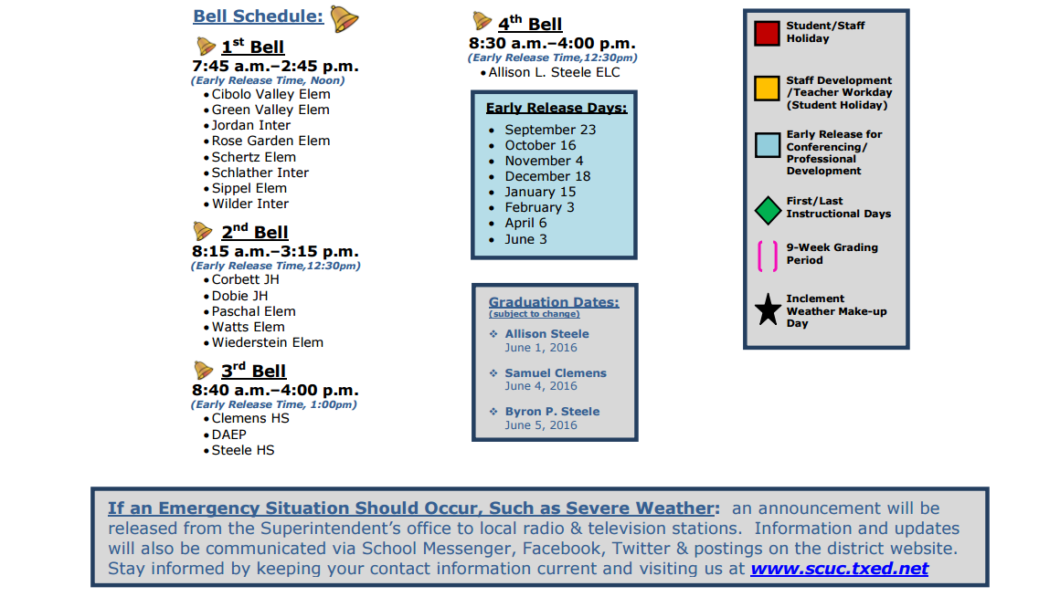 District School Academic Calendar Key for Cibolo Valley Elementary School
