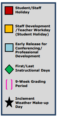 District School Academic Calendar Legend for Green Valley Elementary School