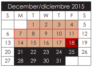 District School Academic Calendar for Escontrias Elementary for December 2015