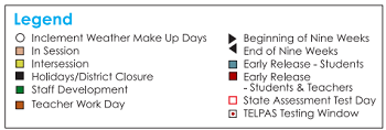 District School Academic Calendar Legend for Keys Elementary