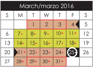District School Academic Calendar for Hueco Elementary for March 2016