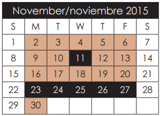 District School Academic Calendar for Elfida Chavez Elementary for November 2015