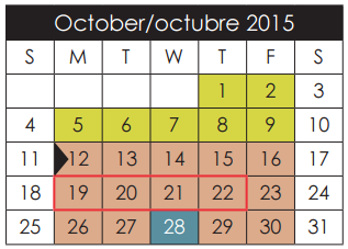 District School Academic Calendar for Robert R Rojas Elementary for October 2015