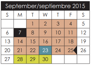 District School Academic Calendar for Capt Walter E Clarke Middle for September 2015