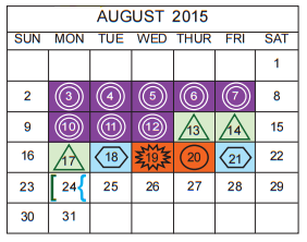 District School Academic Calendar for Bexar Co J J A E P for August 2015