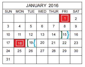 District School Academic Calendar for Indian Creek Elementary for January 2016