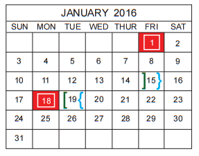 District School Academic Calendar for Ronald E Mcnair Sixth Grade School for January 2016