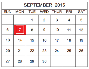District School Academic Calendar for Bexar Co J J A E P for September 2015