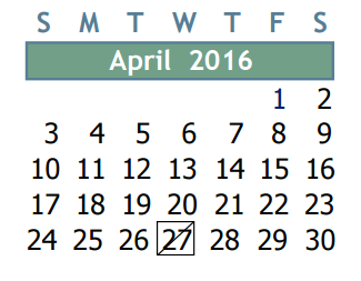 District School Academic Calendar for Mildred Jenkins Elementary for April 2016