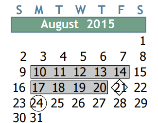 District School Academic Calendar for Dueitt Middle for August 2015