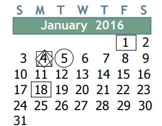 District School Academic Calendar for Highpoint North for January 2016