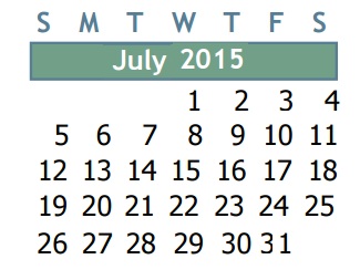 District School Academic Calendar for Chet Burchett Elementary School for July 2015