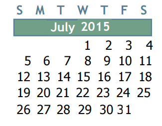 District School Academic Calendar for Deloras E Thompson Elementary for July 2015