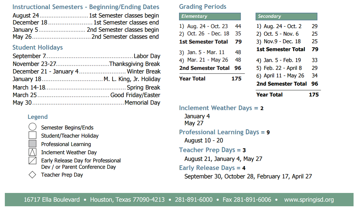 District School Academic Calendar Key for Joan Link Elementary