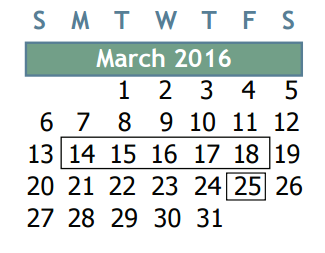 District School Academic Calendar for Stelle Claughton Middle School for March 2016