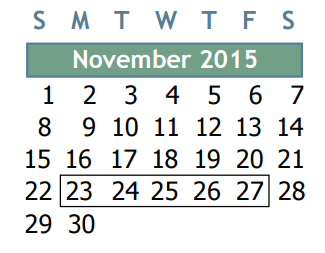 District School Academic Calendar for New Elementary - Northgate Area for November 2015