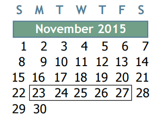 District School Academic Calendar for School For Accelerated Lrn for November 2015